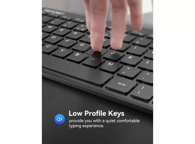 TECKNET 2.4GHZ WIRELESS KEYBOARD UK LAYOUT – COMPACT SILENT MINI KEYBOARD FOR WINDOWS & CHROME OS, WHISPER-QUIET KEYS, 12-MONTH BATTERY LIFE, BLACK