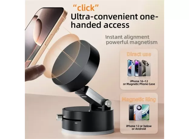 FOLDABLE SILICONE SUCTION CUP PHONE HOLDER - HANDS-FREE MIRROR & WALL MOUNT