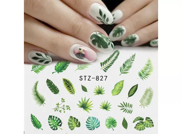 BOTANICAL WATER NAIL DECALS – GREEN LEAF & FLOWER SLIDERS FOR SIMPLE DIY MANICURE