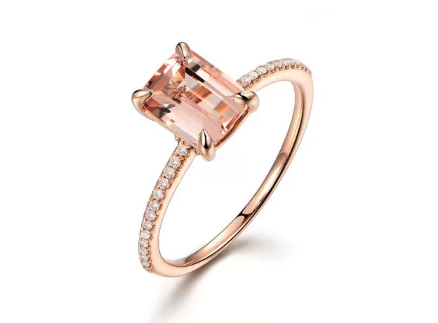 ROSE GOLD FILLED WEDDING RING SET – WHITE CRYSTAL ZIRCON ENGAGEMENT & ETERNITY BAND