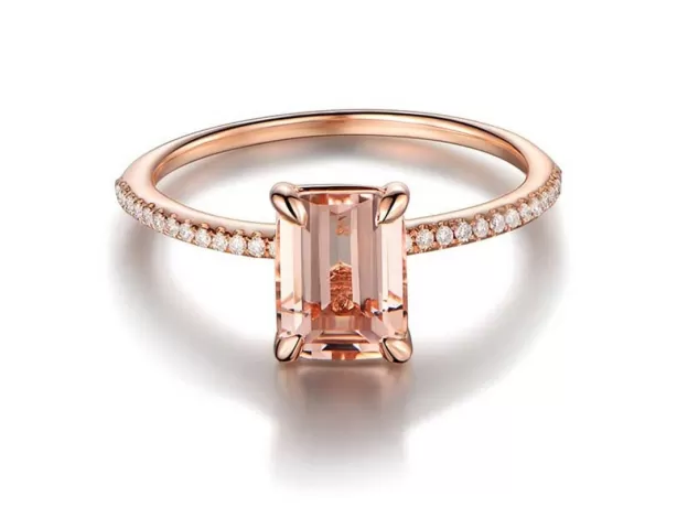 ROSE GOLD FILLED WEDDING RING SET – WHITE CRYSTAL ZIRCON ENGAGEMENT & ETERNITY BAND