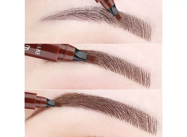 EYEBROW PEN WATERPROOF 4 FORK TIP EYEBROW TATTOO PENCIL COSMETIC LONG LASTING NATURAL DARK BROWN LIQUID EYE BROW PENCIL