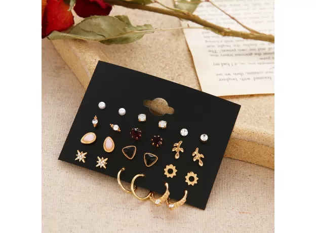 BOHO FLOWER & PEARL EARRING SET – 2026 WOMEN’S CRYSTAL STUDS & GEOMETRIC TASSEL EARRINGS