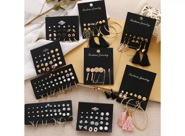 BOHO FLOWER & PEARL EARRING SET – 2026 WOMEN’S CRYSTAL STUDS & GEOMETRIC TASSEL EARRINGS