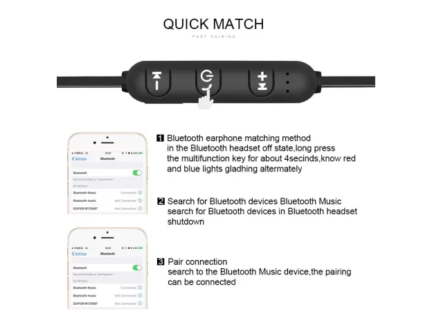 BLUETOOTH EARPHONE MAGNETIC WIRELESS EARPHONES STEREO EARBUDS MUSIC METAL HEADPHONES WITH MIC FOR ALL PHONES