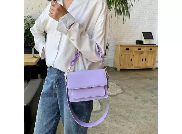 NEW FASHION WOMEN’S MINI PU LEATHER FLAP BAG – INDUSTRIAL CHAIN DESIGN & CROSSBODY STRAP
