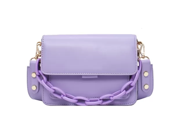NEW FASHION WOMEN’S MINI PU LEATHER FLAP BAG – INDUSTRIAL CHAIN DESIGN & CROSSBODY STRAP