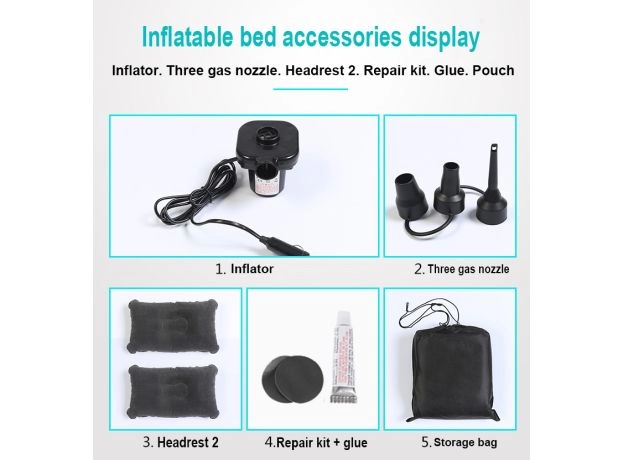 CAR INFLATABLE BED  MULTIFUNCTIONAL TRAVEL BED 900*1350(MM) CAR MATTRESS PVC+ FLOCKING CAR BED
