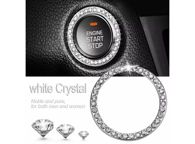 CAR BLING DECORATIVE ACCESSORIES AUTOMOBILES START SWITCH BUTTON DECORATIVE DIAMOND RHINESTONE RING CIRCLE TRIM