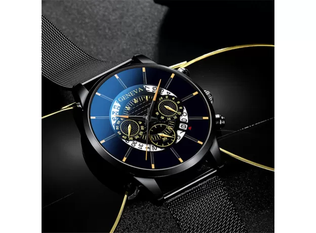 MEN'S WATCH SPORT MEN WATCHES LUXURY CALENDAR STEEL MESH BAND WRISTWATCH GENEVA CLOCK