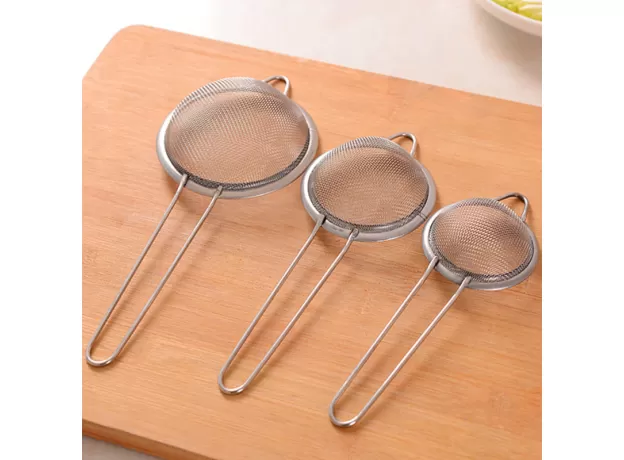 STAINLESS STEEL FINE MESH OIL STRAINER - PROFESSIONAL WIRE SKIMMER & FLOUR SIFTER