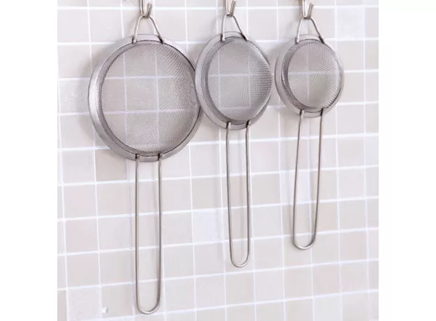 STAINLESS STEEL FINE MESH OIL STRAINER - PROFESSIONAL WIRE SKIMMER & FLOUR SIFTER