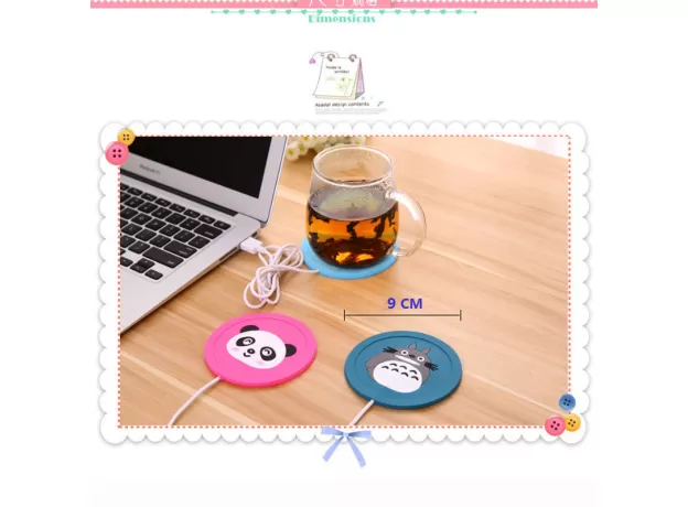 USB POWERED COFFEE CUP WARMER - CARTOON SILICONE TEA & DRINK HEATER PAD