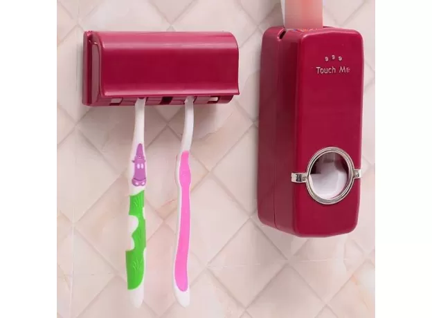 AUTOMATIC TOOTHPASTE DISPENSER & 5-SLOT TOOTHBRUSH HOLDER – WALL-MOUNTED HANDS-FREE SQUEEZER