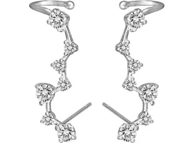 STERLING SILVER STAR STUD EARRINGS – ELEGANT ZIRCONIA SHINY STAR EARRINGS FOR WOMEN