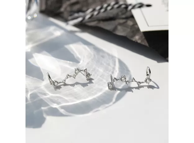 STERLING SILVER STAR STUD EARRINGS – ELEGANT ZIRCONIA SHINY STAR EARRINGS FOR WOMEN