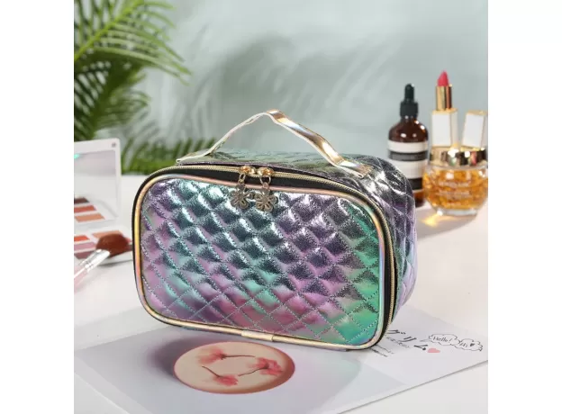NEW FASHION SQUARE PORTABLE COSMETIC CASE – VEGAN PU LEATHER TRAVEL MAKEUP BAG & TOILETRY ORGANIZER