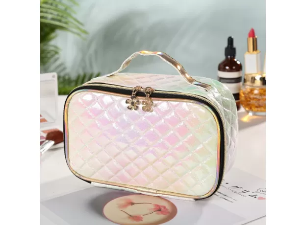 NEW FASHION SQUARE PORTABLE COSMETIC CASE – VEGAN PU LEATHER TRAVEL MAKEUP BAG & TOILETRY ORGANIZER