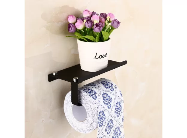 BATHROOM TOILET PAPER HOLDER WITH PHONE SHELF - NO-DRILL STORAGE | PROTECHSHOP