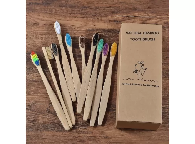 ECO-FRIENDLY MIXED COLOR BAMBOO TOOTHBRUSH - BIODEGRADABLE WOODEN BRUSH | PROTECHSHOP