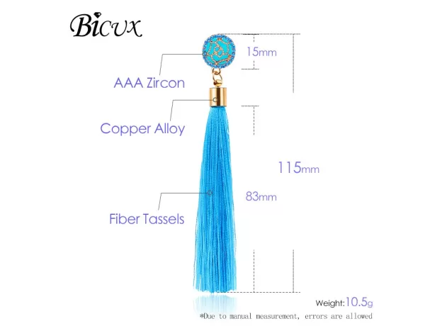BOHEMIAN SILK TASSEL EARRINGS - CRYSTAL DROP DANGLE JEWELRY | PROTECHSHOP