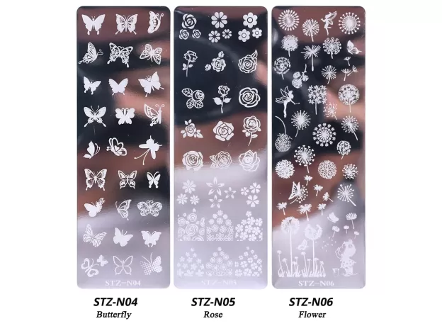 NAIL STAMPING PLATES SET - SILICONE SPONGE BRUSH & STENCILS | PROTECHSHOP