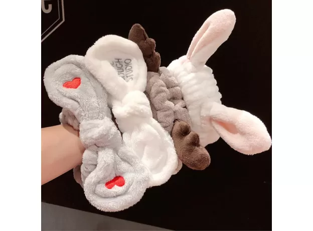 ANIMAL EARS CORAL FLEECE HEADBAND - SOFT SKINCARE HAIRBAND | PROTECHSHOP