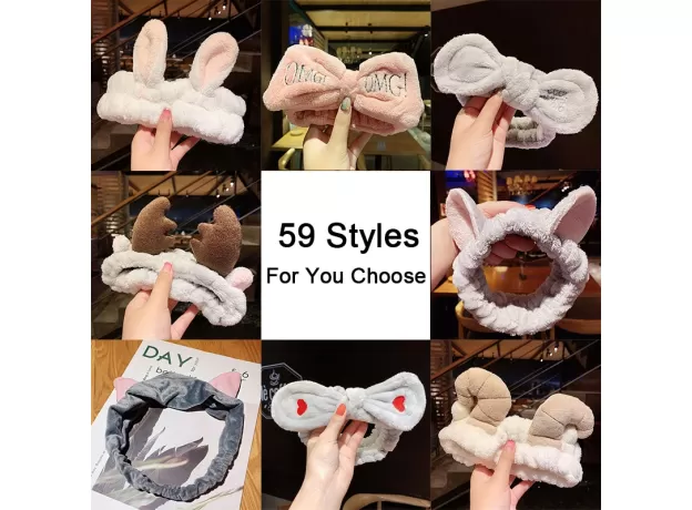 ANIMAL EARS CORAL FLEECE HEADBAND - SOFT SKINCARE HAIRBAND | PROTECHSHOP