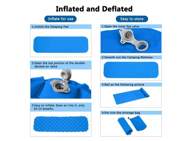 INFLATABLE SLEEPING PAD WITH PILLOW - CAMPING AIR CUSHION | PROTECHSHOP