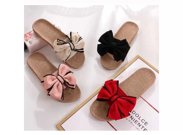 BUTTERFLY-KNOT LINEN BELT HOME SLIPPERS - SUMMER EVA SLIDES | PROTECHSHOP