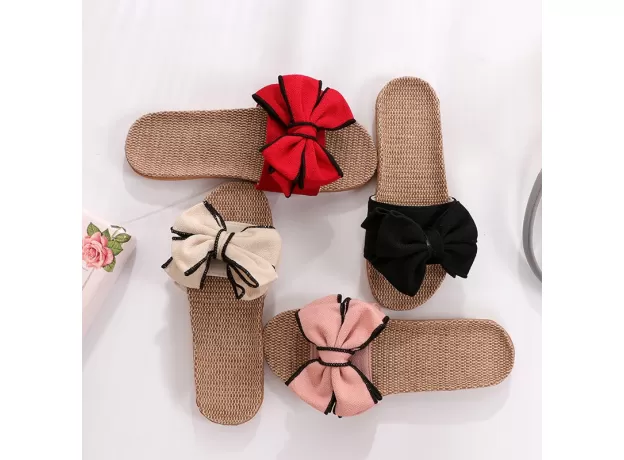 BUTTERFLY-KNOT LINEN BELT HOME SLIPPERS - SUMMER EVA SLIDES | PROTECHSHOP
