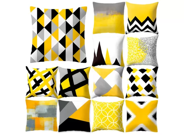 YELLOW GEOMETRIC CUSHION COVER - MODERN NORDIC ACCENT | PROTECHSHOP