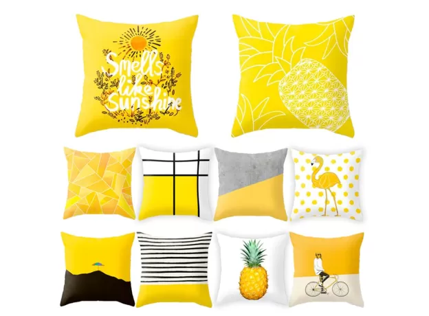 YELLOW GEOMETRIC CUSHION COVER - MODERN NORDIC ACCENT | PROTECHSHOP