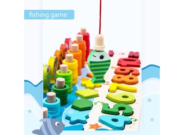 BABY MONTESSORI MATH TOYS KIDS EDUCATIONAL FISHING COUNT NUMBERS MATCHING DIGITAL SHAPE LOG BOARD