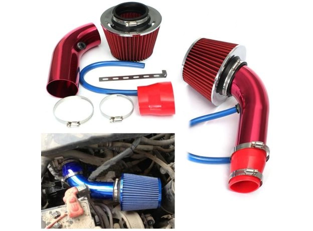 UNIVERSAL CAR AUTOMOBILE RACING CAR COLD AIR INTAKE SYSTEM TURBO INDUCTION PIPE TUBE+CONE AIR FILTER