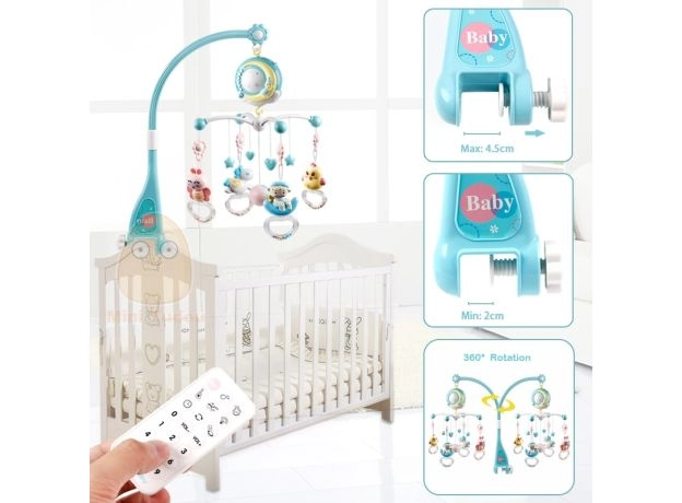 BABY RATTLES CRIB MOBILES TOY HOLDER ROTATING MOBILE BED BELL MUSICAL BOX PROJECTION MONTHS NEWBORN