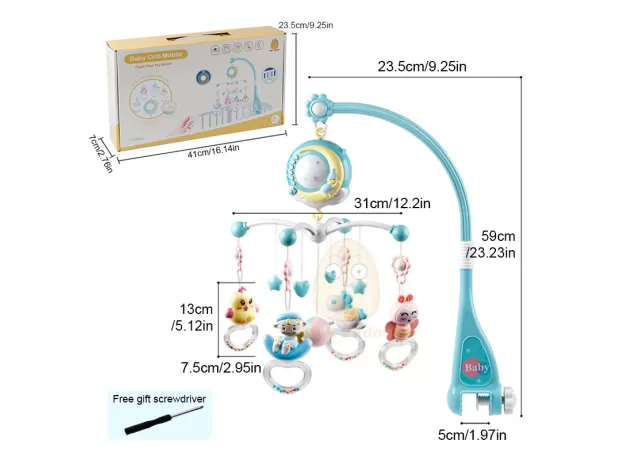 BABY RATTLES CRIB MOBILES TOY HOLDER ROTATING MOBILE BED BELL MUSICAL BOX PROJECTION MONTHS NEWBORN