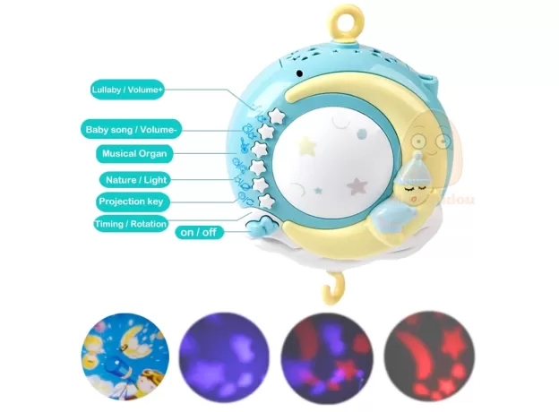 BABY RATTLES CRIB MOBILES TOY HOLDER ROTATING MOBILE BED BELL MUSICAL BOX PROJECTION MONTHS NEWBORN