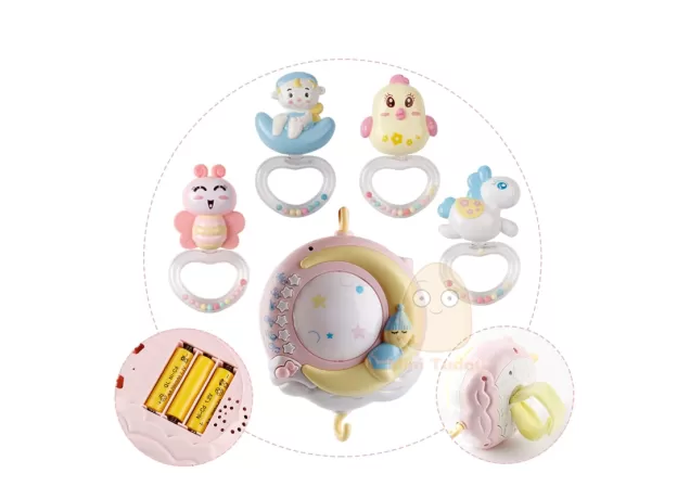 BABY RATTLES CRIB MOBILES TOY HOLDER ROTATING MOBILE BED BELL MUSICAL BOX PROJECTION MONTHS NEWBORN