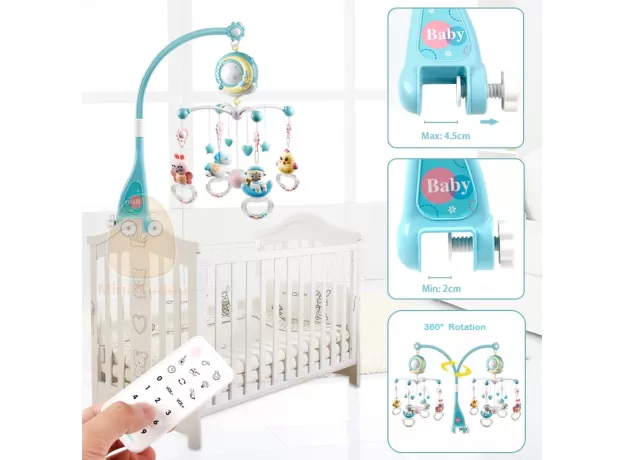 BABY RATTLES CRIB MOBILES TOY HOLDER ROTATING MOBILE BED BELL MUSICAL BOX PROJECTION MONTHS NEWBORN