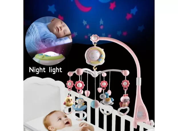 BABY RATTLES CRIB MOBILES TOY HOLDER ROTATING MOBILE BED BELL MUSICAL BOX PROJECTION MONTHS NEWBORN