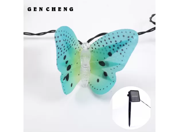 20 BUTTERFLY SOLAR STRING LIGHTS BLUE OUTDOOR FLOWER DECORATIVE LIGHT FOR HOME PATIO GARDEN TREE SOLAR LAMPS