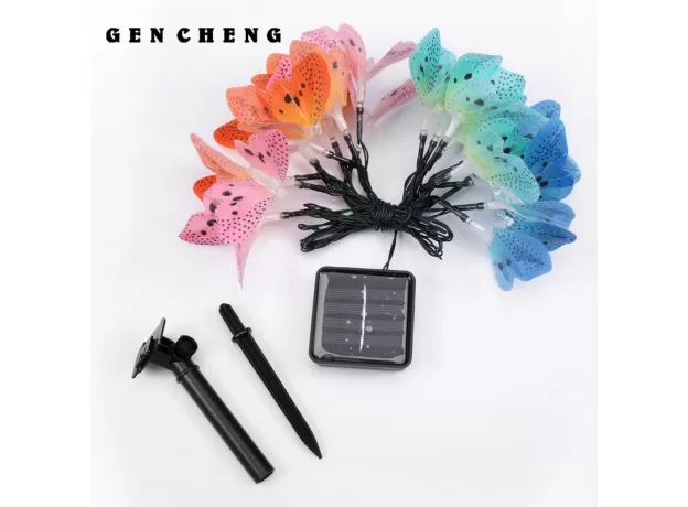 20 BUTTERFLY SOLAR STRING LIGHTS BLUE OUTDOOR FLOWER DECORATIVE LIGHT FOR HOME PATIO GARDEN TREE SOLAR LAMPS