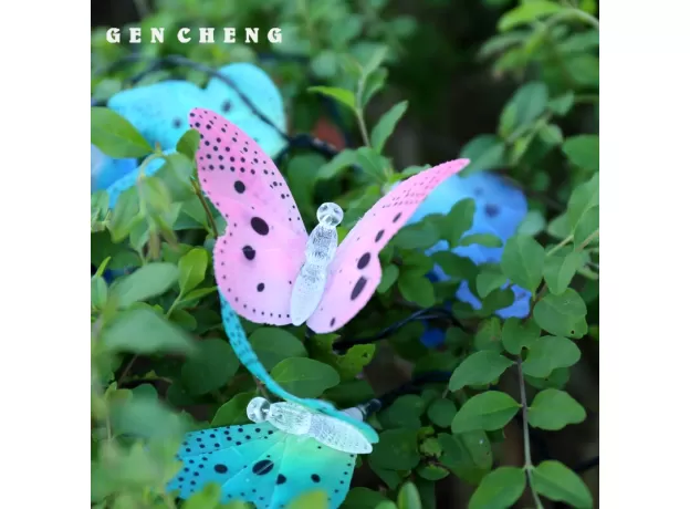 20 BUTTERFLY SOLAR STRING LIGHTS BLUE OUTDOOR FLOWER DECORATIVE LIGHT FOR HOME PATIO GARDEN TREE SOLAR LAMPS