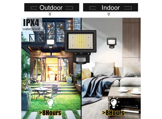 SOLAR POWER PIR MOTION SENSOR FLOOD WALL LIGHT WATERPROOF OUTDOOR INDOOR GARDEN SECURITY SOLAR LAMP