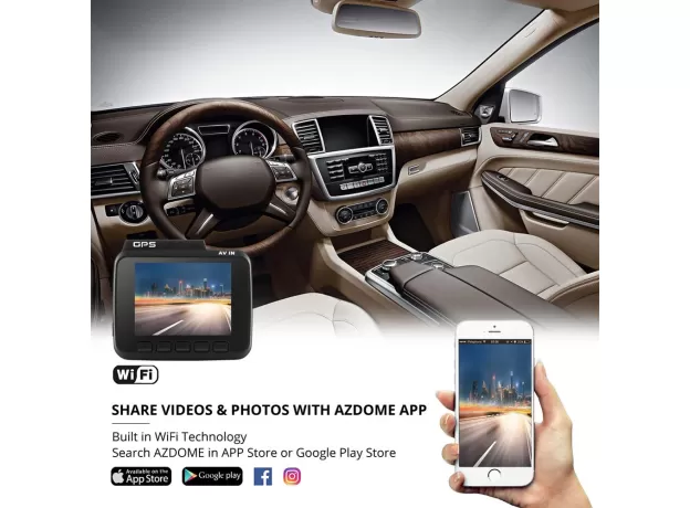 DUAL LENS BUILT IN GPS WIFI FHD 1080P FRONT + VGA REAR CAMERA CAR DVR RECORDER DASH CAM NIGHT VISION
