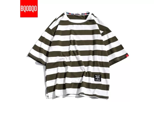BLACK FASHION T SHIRT MENS COTTON TSHIRT STRIPED FOR MEN TEE SUMMER JAPANESE CASUAL T-SHIRTS
