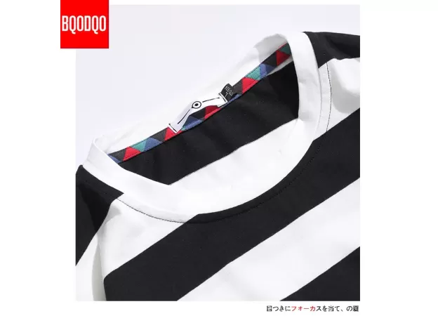 BLACK FASHION T SHIRT MENS COTTON TSHIRT STRIPED FOR MEN TEE SUMMER JAPANESE CASUAL T-SHIRTS