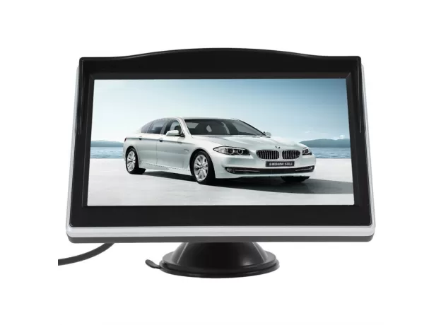 CAR PARKING ASSISTANCE 5 INCH REAR VIEW MONITOR CAR REVERSING REARVIEW BACKUP CAMERA LED INFRARED  RUBBER CUP + BRACKET