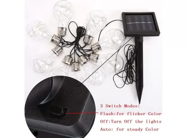 SOLAR GLOBE STRING LIGHTS,WATERPROOF 14 FT LED FAIRY STRING LIGHTS BULBS DECORATIVE LIGHTING